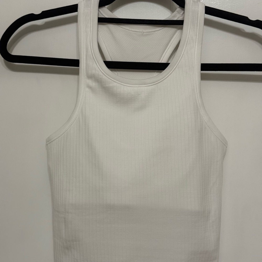 NWOT Lululemon White Ribbed Lined Tank Top Size 4